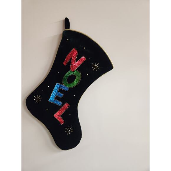 Santas Best Noel Green Velvet Christmas Stocking EUC - Picture 1 of 3